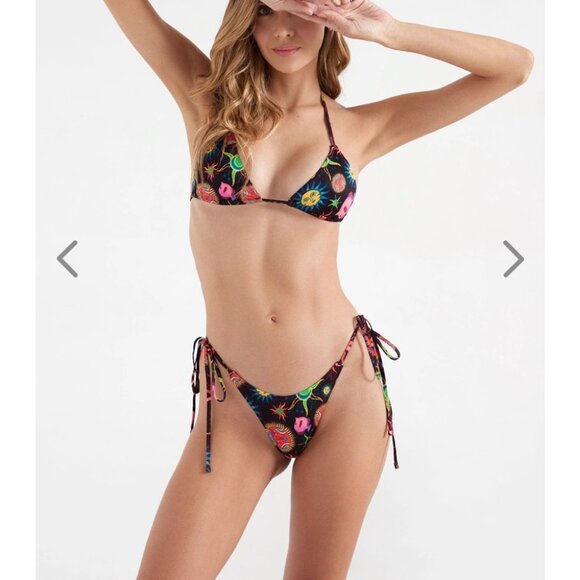 NWT OneOne Swimwear Bikini SET Sunray Black Print Space New Ariel Zodiac Pattern - Picture 2 of 14